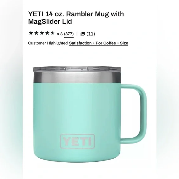 YETI Seafoam Green Mug 14oz - Picture 2 of 8